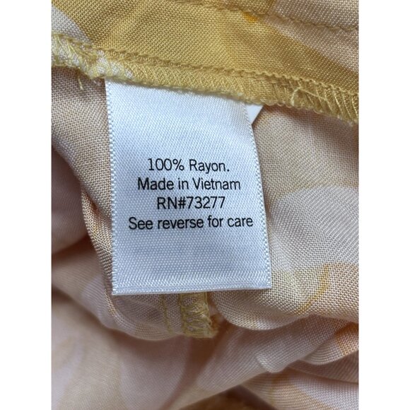 Nine West Womens Mid Rise XL Rayon Shorts Yellow Leaf Print - Picture 9 of 9